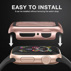 Case Compatible with Apple Watch 44MM Series 6/5/4/SE with Built-in Tempered Glass Screen Protector, All-Around Ultra-Thin Bumper Full Cover Hard PC Protective Case for iWatch, Rosegold - Image 4