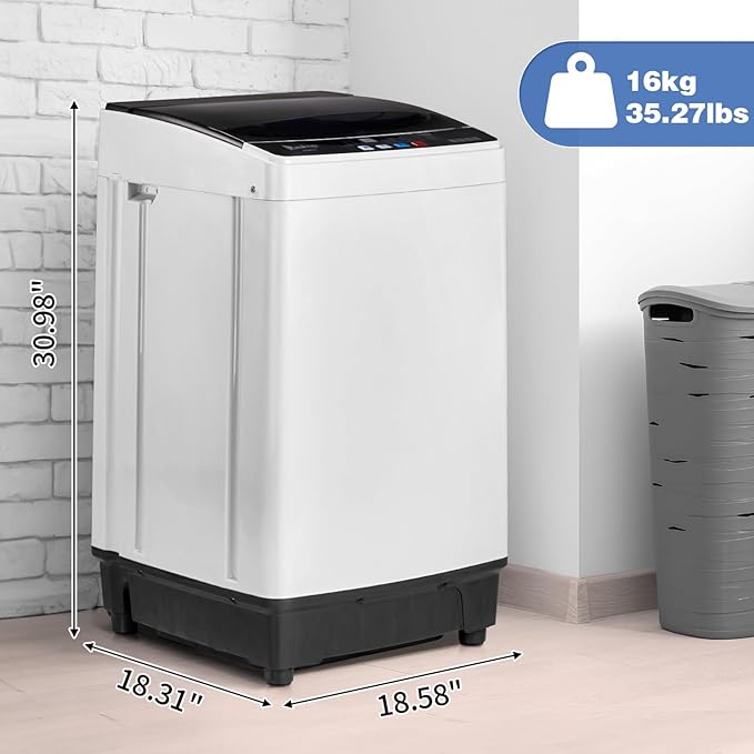 Winado 15.6LBS Portable Washing Machine, Full-Automatic Laundry Machine with Stainless Steel Drum, 10 Wash Programs Compact Washer and Spin Dryer Combo with Drain Pump for Apartment, Dorm, Home - Image 5