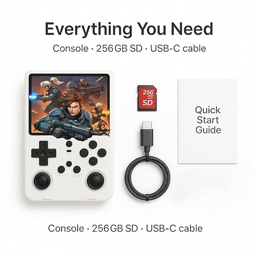 uMadeUs R40s Pro Handheld Gaming Console – 30,000+ Classic Video Game Collection – New Retro Arcade System With 256gb Sd Card - 3.5" Screen - Mini Portable Player PSP, DS, GBA, PS1, MAME (White) - Image 2