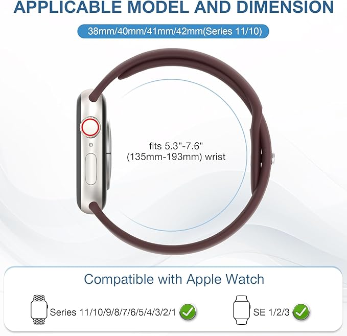10 Pack Silicone Bands Compatible with Apple Watch 38mm 40mm 41mm 42mm 44mm 45mm 46mm 49mm Women Men, Soft Waterproof Replacement Wrist Sport Band for iWatch Series 11 10 9 8 7 6 5 4 3 2 1 SE Ultra - Image 2
