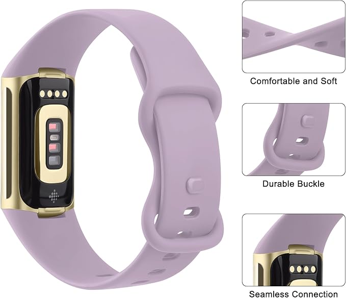 AK Sport Band Compatible with Fitbit Charge 6 Bands / Fitbit Charge 5 Bands Women Men, Classic Soft Replacement Straps Wristbands for Fitbit Charge 6 / 5 Advanced Fitness & Health Tracker (Light - Image 4