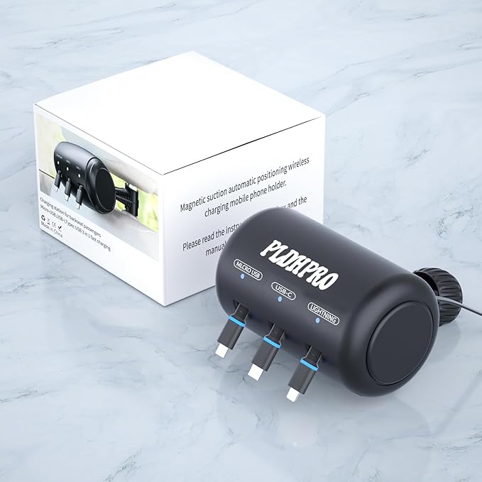 Retractable Car Backseat 3 in 1 Multi Charging Station Box with USB Type C Lightner Retractable Cables for All Phones | iPhone | Samsung | Android | Uber | Share Ride Customer Charging Dock - Image 6