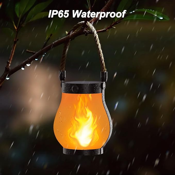 Hompavo Gen2 Solar Lanterns Outdoor with Ultra-Real Flame, Dual Charging (USB/Solar) & 2 Mode - Waterproof Decorative Hanging/Table Lights for Yard Patio Garden Birthday Mothers Day Gifts for Women, 4 - Image 7