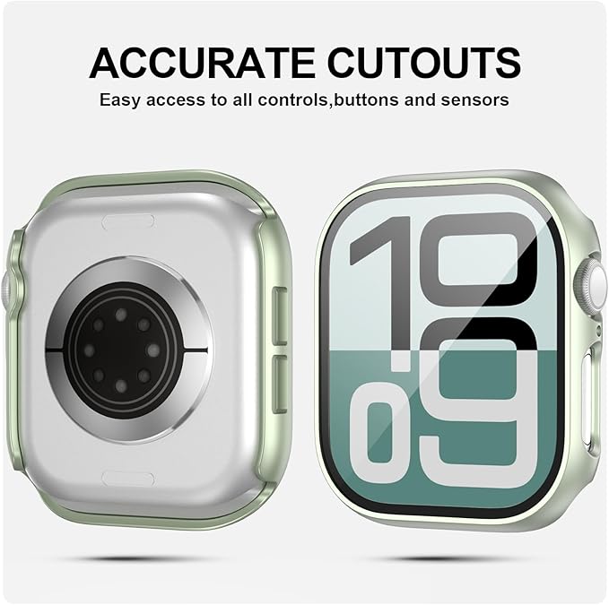 2 Pack Case with Tempered Glass Screen Protector for Apple Watch Series 6/5/4/SE 44mm,JZK Slim Guard Bumper Full Coverage Hard PC Protective Cover HD Ultra-Thin Cover for iWatch 44mm,Light Cyan - Image 4