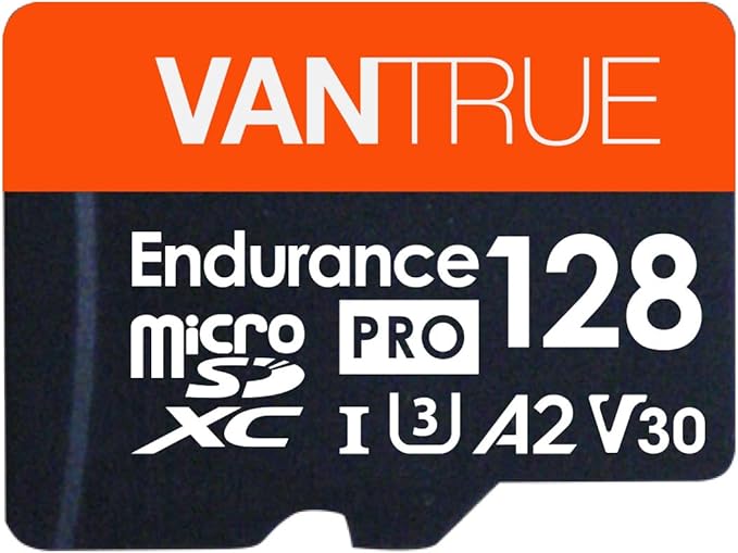 Vantrue 128GB U3 microSDXC UHS-I 4K UHD Video Monitoring Memory Card with Adapter for Dash Cams, Body Cams, Action Camera, Other Surveillance & Security Cams by VANTRUE
