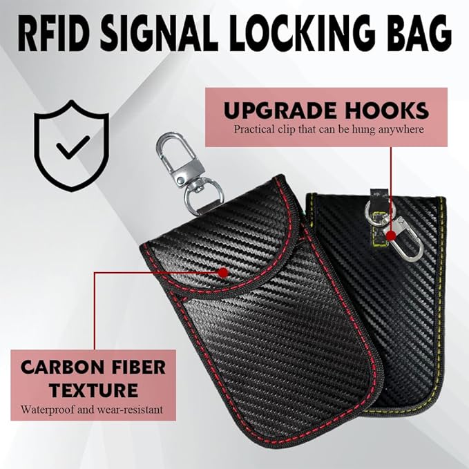 2PS Faraday Bags for Car Keys Fob, Premium Faraday Cage Protector, 4.7" x 3.4"Car RFID Signal Blocking, Anti-Theft Pouch Anti-Hacking Case Blocker(Red Yellow, Small) - Image 5