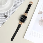 Leather Band Compatible with Apple Watch Bands for Women, Dressy Fancy Strap for iWatch Series 11/10/9/8/7/6/5/4/3/2/1/se(38mm 40mm 41mm 42mm,Lizard Black/Rose Gold) - Image 2