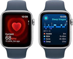 Apple Watch SE (2nd Gen) [GPS 44mm] - Silver Aluminum Case with Storm Blue Sport Band, M/L (Renewed) - Image 4