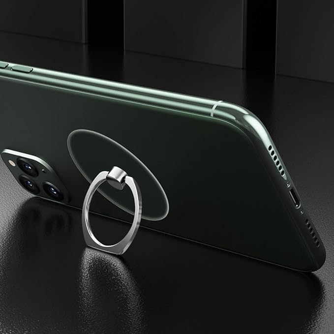TENOC Phone Grip Sticky 360° Rotation Universal Stand Finger Ring Holder Kickstand for Cell Phone Case, Round Clear, Titanium - Image 3