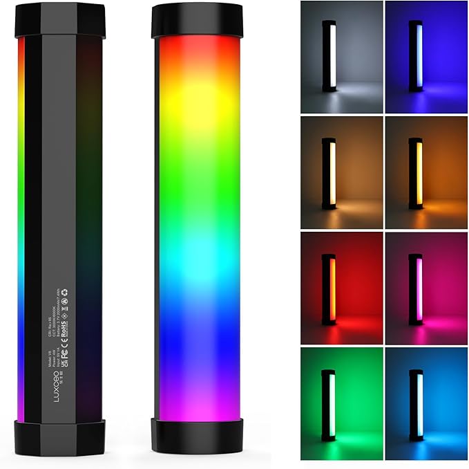 LUXCEO Handheld Light Wand, Multicolor RGB LED Video Light for Photography, 2000mAh Rechargeable Mini Light Stick Dimmable 3000K-6000K CRI95+ Professional Tube Lights for YouTube, TikTok by LUXCEO