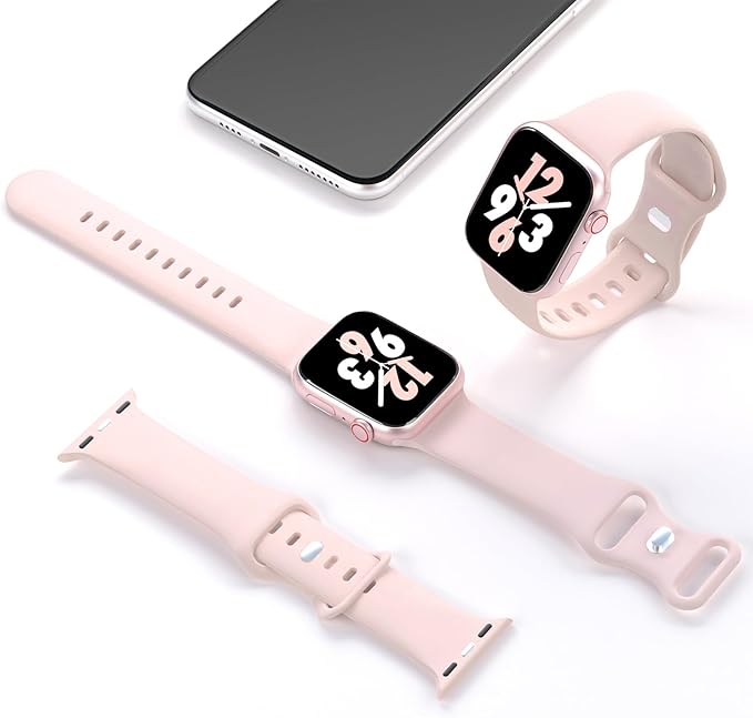Sport Band Compatible with Apple Watch 38mm 40mm 41mm 42mm 44mm 45mm 46mm 49mm, Replacement Soft Silicone Strap Wristbands for iWatch Series 11/10/9/8/7/6/5/4/3/2/1 Ultra SE Women Men, Light Pink - Image 2