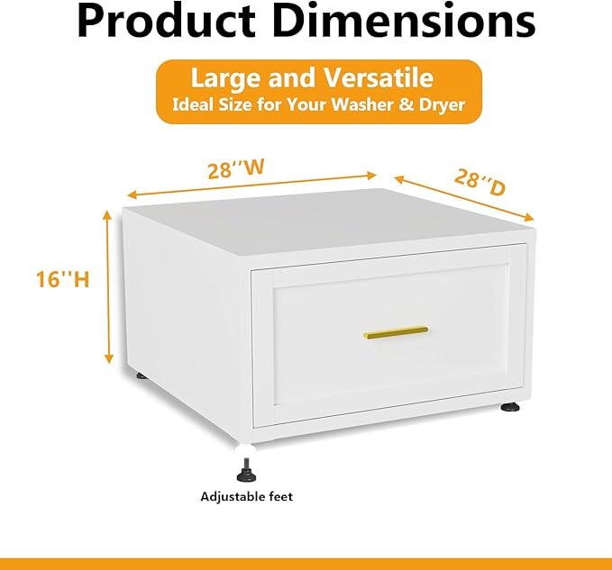 2 Pack Laundry Pedestal Heavy Duty Metal Washer and Dryer Pedestals, 16" H Universal Fit Washer Stand Base, Washing Machine Stand with Storage Drawer, 440lbs Mini Fridge Stand, (Black, 2PCS) - Image 3