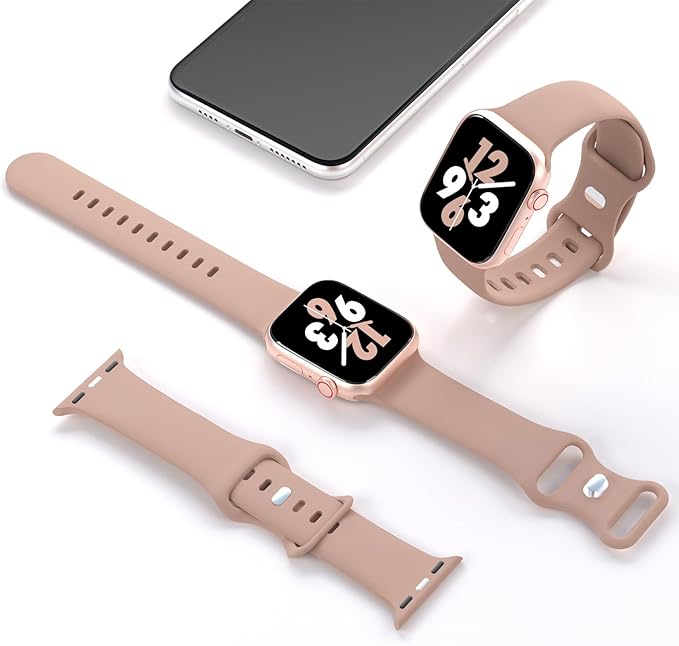 Sport Band Compatible with Apple Watch 38mm 40mm 41mm 42mm 44mm 45mm 46mm 49mm, Replacement Soft Silicone Strap Wristbands for iWatch Series 11/10/9/8/7/6/5/4/3/2/1 Ultra SE Women Men, Milk Tea - Image 2