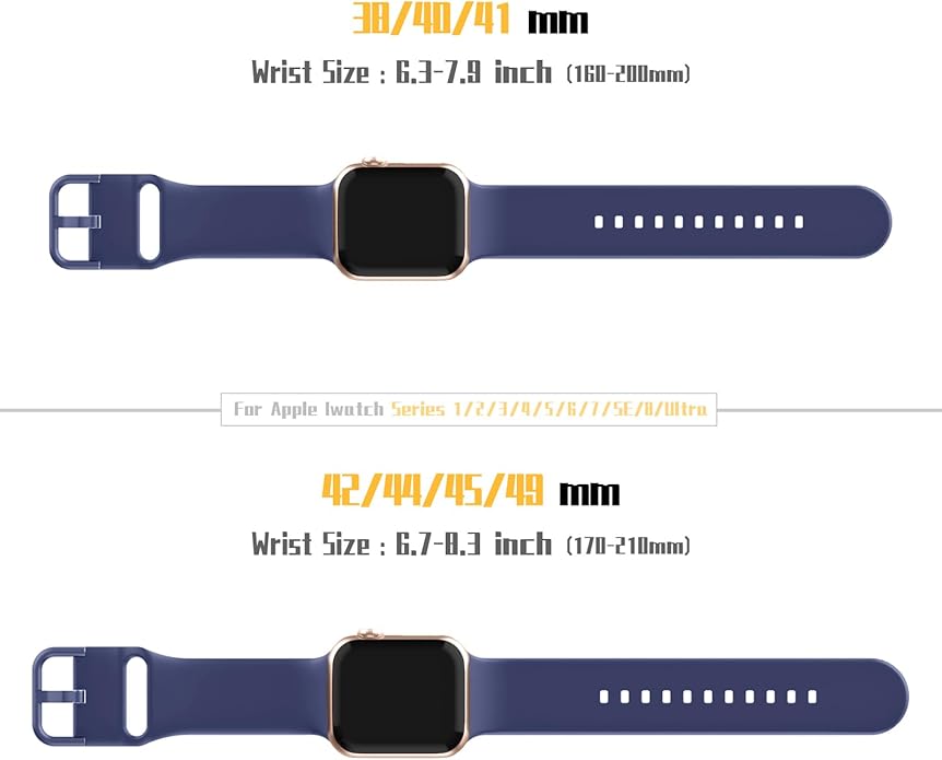 Sport Band Compatible with Apple Watch Bands 49mm 46mm 45mm 44mm 42mm 41mm 40mm 38mm, Soft Silicone Replacement Strap with Classic Clasp for iWatch Series 11 10 9 8 7 6 5 4 3 2 1 SE Ultra Women Men - Image 7