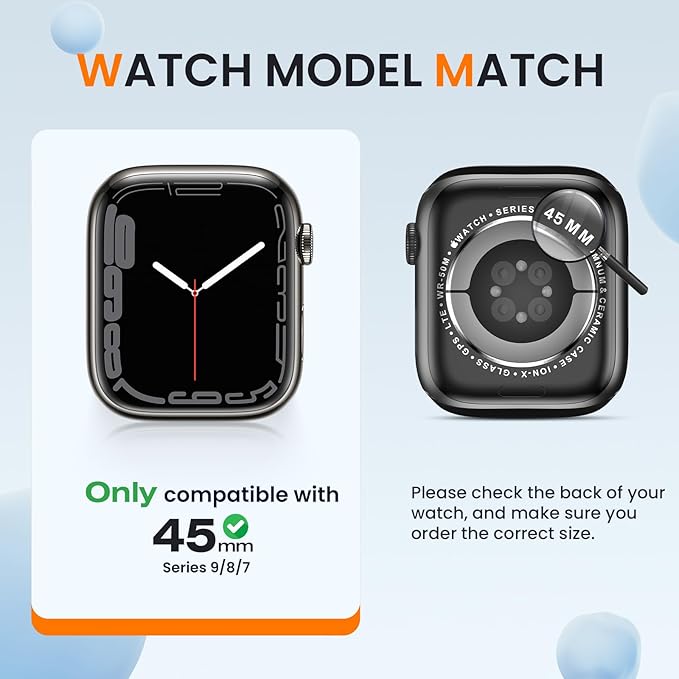 [2 Pack] Goton Bumper Case for Apple Watch 45mm, [No Screen Protector] Slim Soft Shockproof Case Cover Bumper Protector Accessories for iWatch Series 9/8/7, 45mm Silver+Silver - Image 2