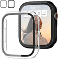 2 Pack Case with Tempered Glass Screen Protector for Apple Watch Series 9/8/7 45mm,JZK Slim Guard Bumper Full Hard PC Protective Cover HD Ultra-Thin Cover for iWatch 9 8 7 45mm Accessories,Black by JZK