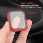 2 Pack Hard Case with Button for Apple Watch Series 6 5 4 SE 40mm Tempered Glass Screen Protector Case, Full Coverage Shockproof Shell Iwatch Bumper Cover (Red+Red, 40mm) - Image 2