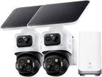 eufy Security eufyCam S4 2-Cam Kit,4K Solar Camera Wireless Outdoor, 3-Lens Bullet-PTZ Cam, 360°View Cross-Cam Track, Al Recognition, 8X 2oom, Color Night Vision, 0 Monthly Fee, Expandable up to 16TB by eufySecurity