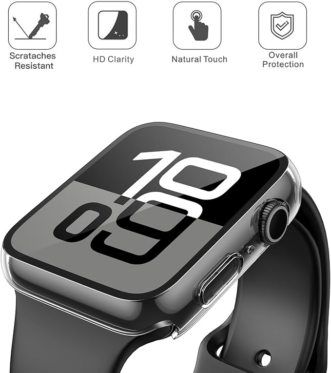 Misxi 2 Pack Tempered Glass Case Compatible for Apple Watch Series 11 (2025) Series 10 46mm, Hard PC Screen Protector Protection Ultra-Thin Lightweight Scratch-Resistant Cover for iWatch, Transparent - Image 2