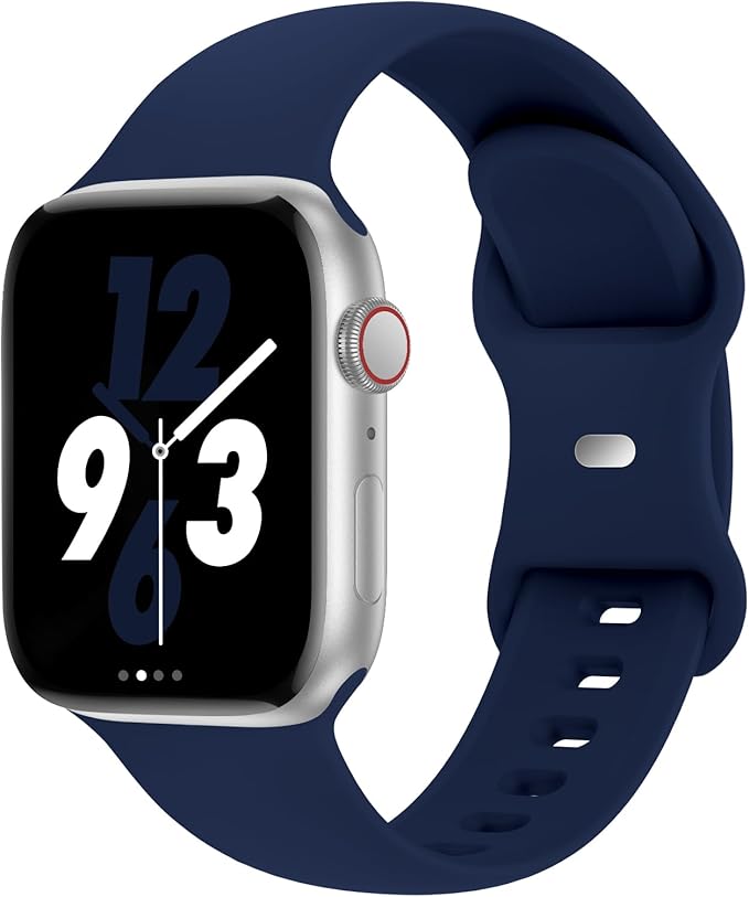 Sport Band Compatible with Apple Watch 38mm 40mm 41mm 42mm 44mm 45mm 46mm 49mm, Replacement Soft Silicone Strap Wristbands for iWatch Series 11/10/9/8/7/6/5/4/3/2/1 Ultra SE Women Men, Navy Blue by Acrbiutu