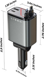 LISEN Long Retractable Car Charger 4 in 1 (47.2in Cable), USB C Car Charger for Truck/Jeep Drivers, Light Truck Jeep Accessories Fast Charging for iPhone 17 16 15 14 13 12 11 Series, Samsung S26 S25 - Image 8