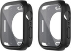 [2 Pack] 2 in 1 Waterproof Case Compatible for Apple Watch 44mm SE Screen Protector Series 6 5 4 Tempered Glass Film PC Face Cover & Back Bumper for iWatch Accessories - 44mm Black x2 - Image 8