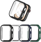 COMMUTER 4 Pack Case Compatible with Apple Watch 44mm Series SE 3nd Gen 2025 SE 2 SE 1 6 5 4 with Tempered Glass Screen Protector, Ultra-Thin Hard PC Full Protective Face Cover Bumper for iWatch 44mm by Unknown