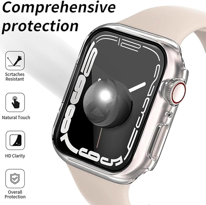2 Pack Hard Case 46mm for Apple Watch Series 11 10 46mm Tempered Glass Screen Protector Case, Full Coverage Iwatch Scratch-Resistant Shockproof Bumper Cover (Clear+Clear, 46 mm) - Image 3