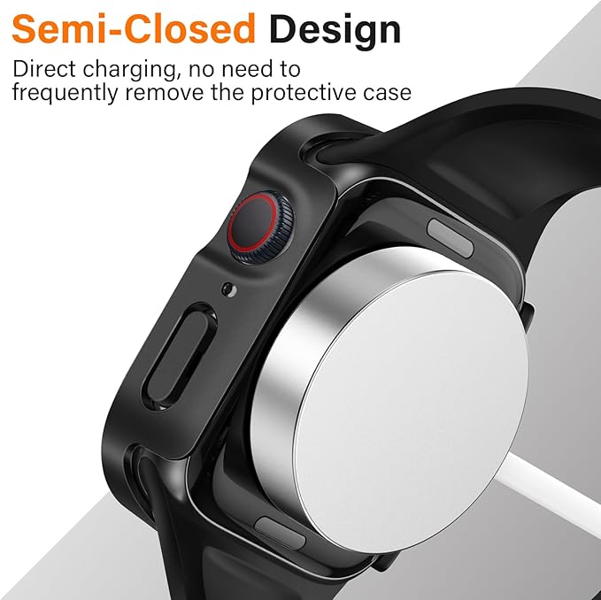 Amizee 2 Pack Compatible with Apple Watch Case SE 3/2/1 Series 6/5/4 44mm with Built-in Screen Protector, Ultra-Thin Hard PC Straight Edge Anti-Scratch Protective Cover for iWatch (Matte Black) - Image 4