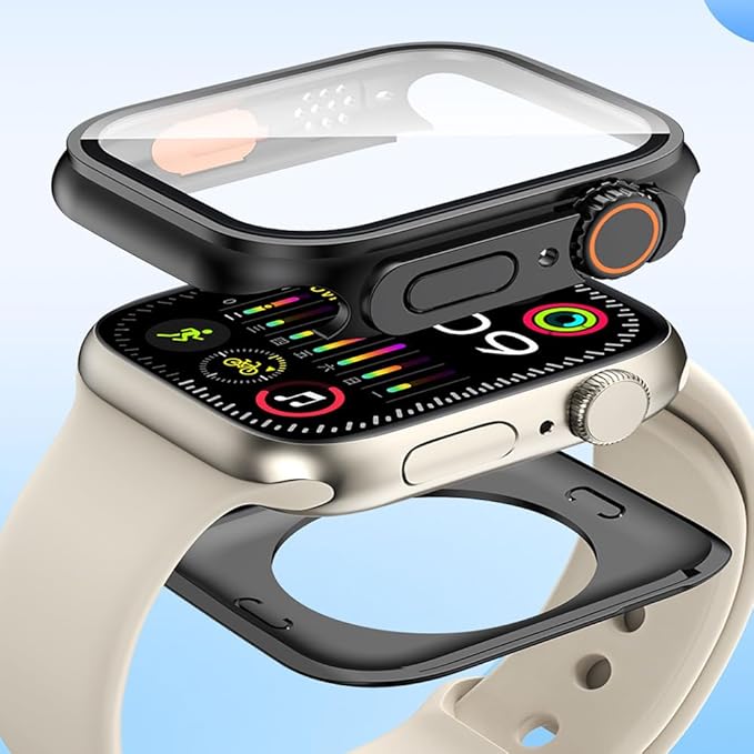 Yrzper Waterproof Case Compatible with Apple Watch Series 11 (2025) Series 10 46mm 42mm[Turning into Ultra] Crown + Back Cover Full Protective Hard PC Screen Protector Cover (Black, 42mm) - Image 4