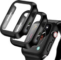 YMHML [2 Pack Compatible for Apple Watch 42mm Series 3/2/1 Tempered Glass Screen Protector with Hard Black Case, Full Coverage Easy Installation Bubble-Free Cover for iWatch Accessories by YMHML