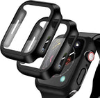 YMHML [2 Pack Compatible for Apple Watch 42mm Series 3/2/1 Tempered Glass Screen Protector with Hard Black Case, Full Coverage Easy Installation Bubble-Free Cover for iWatch Accessories by YMHML
