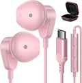 APETOO USB C Headphones for iPhone 15 Plus 16 17 Pro Max iPad Pro USB-C Wired Earbuds with Microphone Volume Control HiFi Stereo Type C Earphones for Galaxy S26 S25/S24/S23/S22, Pixel 10 9 8 7 6, Pink by APETOO
