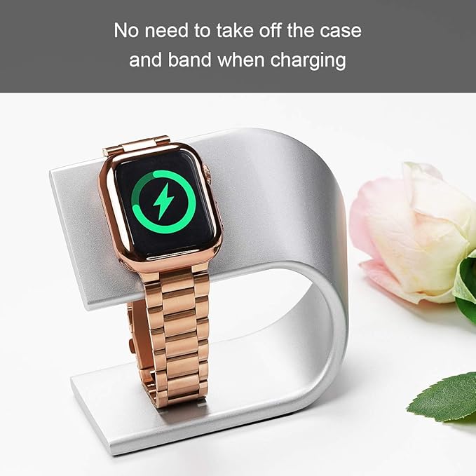 iiteeology Compatible with Apple Watch Band 42mm Series 3 2 1, Upgraded Stainless Steel Band with iWatch Screen Protector Case for Men Women Rose Gold - Image 5
