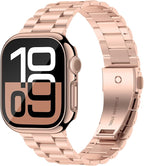 iiteeology Compatible with Apple Watch Band 42mm Series 11 Series 10, Upgraded Stainless Steel Band with iWatch Screen Protector Case for Men Women Rose Gold/Rose Gold - Image 2