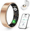 Smart Health Ring, Featuring Stress and Sleep Monitoring Functions, Compatible with iOS and Android,Waterproof Fitness Tracker for Women & Men, No Subscription Fee. (Rose Gold, 10) by Unknown