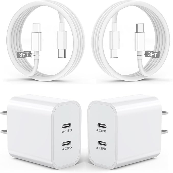 iPhone 17e Charger,2Pack Dual USB C Port Fast Wall Chargers Block with 3FT USB C to C Charger Fast Charging Cable Cord for iPhone 17/17 Pro Max/17 Pro/16Pro Max/16 Plus/16e/15 Pro/15/iPad Pro/Air/Mini by BikeAnything