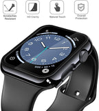 Misxi 2 Pack Tempered Glass Case Compatible for Apple Watch Series 3 Series 2 42mm, Hard PC Screen Protector Overall Protection Scratch-Resistant Cover for iWatch, 1 Jet Black + 1 Transparent - Image 3