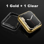 Julk [2 Pack] 41mm Gold Cover Soft Flexible TPU Anti-Scratch Lightweight Protective IWatch Case Built in Screen Protector Compatible with Apple Watch 9/8/7 - (1 Gold + 1 Transparent) - Image 2
