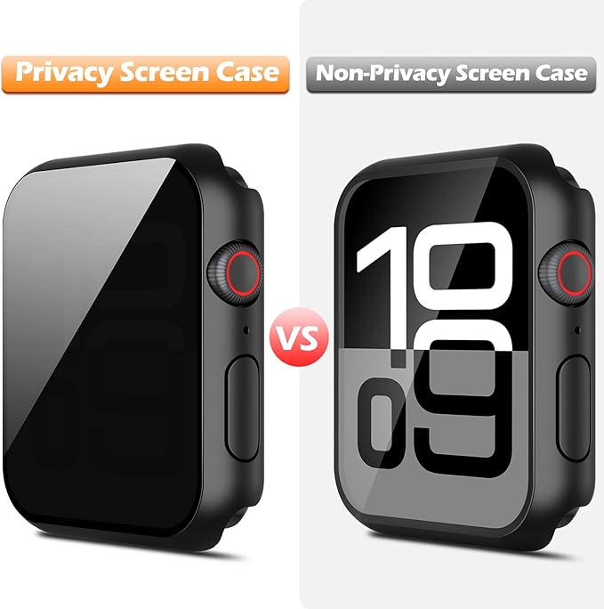 Misxi 2 Pack All-around Protective Privacy PC HD Case for Apple Watch Series 11 (2025) Series 10 42mm, Shockproof Ultra-Thin Cover with Anti-Spy Tempered Glass Screen Protector for iWatch, Black - Image 3