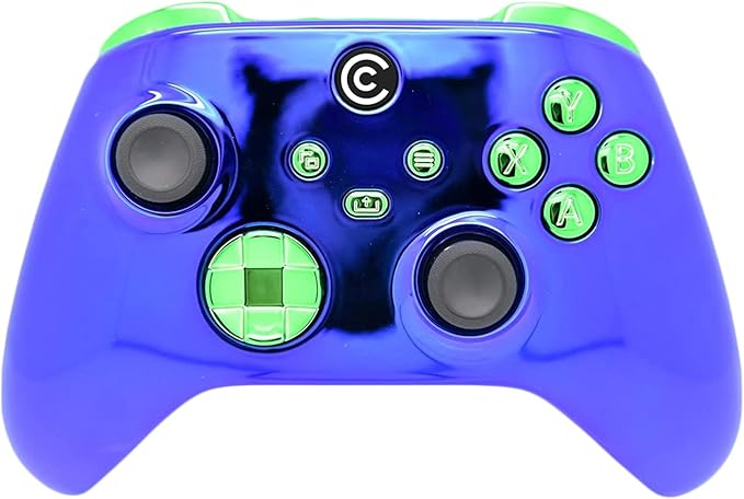 Custom Controllerzz Designer Series Custom Wireless Controller for Xbox Series X/S, Xbox One, & PC - Multiple Designs Available (Blue Chrome & Green Chrome Inserts) by CustomControllerzz