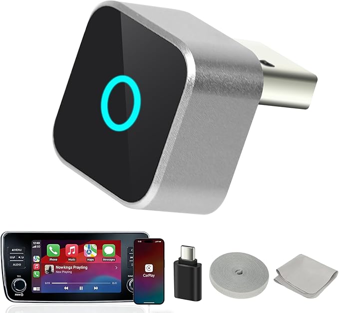 2026 Wireless CarPlay Adapter & Android Auto Dual System, Plug & Play Auto Connect Low Latency, USB-C Included, Compatible with Factory Wired CarPlay Cars for iPhone iOS 10+ by Unknown