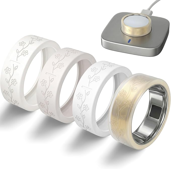 4 Pack Ultra-Thin Ring Covers Compatible with Oura Ring Gen 4/4 Ceramic/Oura Gen 3 Cover, Cute Fancy Floral Engraved Anti-Scratch Silicone Smart Rings Protector Accessories for Women by BandRain