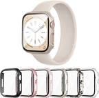 Cuteey 6 Pack Case for Apple Watch Series 9 Series 8 7 45mm with Built-in Tempered Glass Screen Protector, Overall Full Protective Bumper PC Cover for iwatch 45mm Accessories by Cuteey