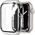 2 Pack Hard Case 41mm for Apple Watch Series 7 8 9 41mm Tempered Glass Screen Protector Case, Full Coverage Shockproof Iwatch Transparent Bumper Cover (Clear+Clear, 41 mm) by HANKN