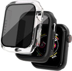 2 Pack Privacy Case for Apple Watch Screen Protector, Anti-Spy Tempered Glass Film Apple Watch Cover Hard PC Case Bumper for iWatch Series 9/8/7 - Black/Clear 45mm by KUYUBMINYR