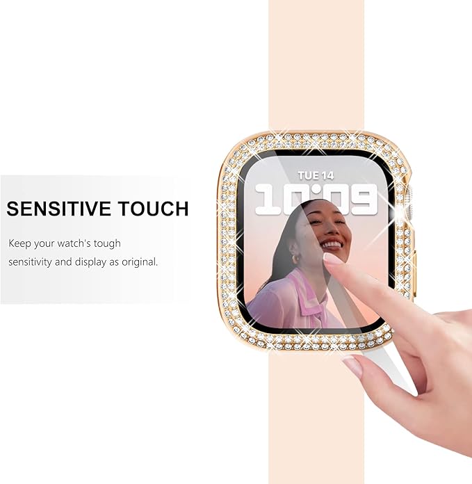 Surace Apple Watch Series 6/5/4 SE Tempered Glass Screen Protector, 40mm, Bling Diamond, Protective Case - Image 5