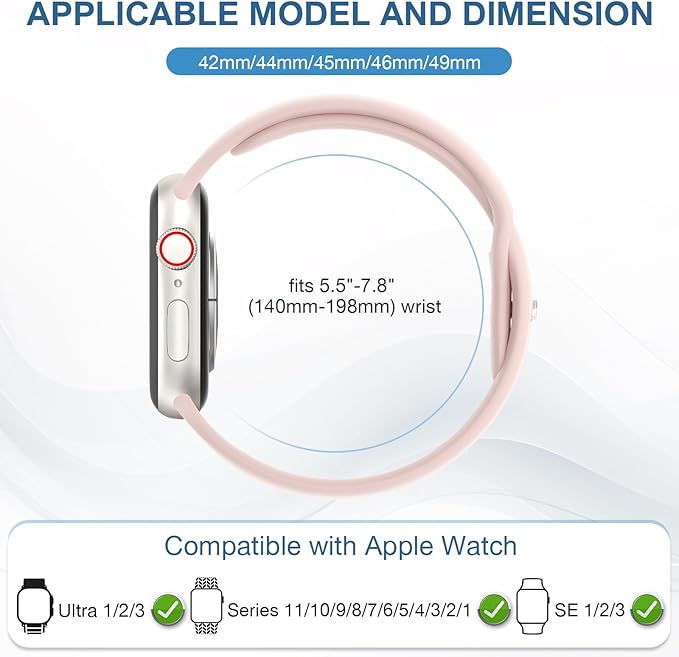 10 Pack Silicone Bands Compatible with Apple Watch 38mm 40mm 41mm 42mm 44mm 45mm 46mm 49mm Women Men, Soft Waterproof Replacement Wrist Sport Band for iWatch Series 11 10 9 8 7 6 5 4 3 2 1 SE Ultra - Image 2
