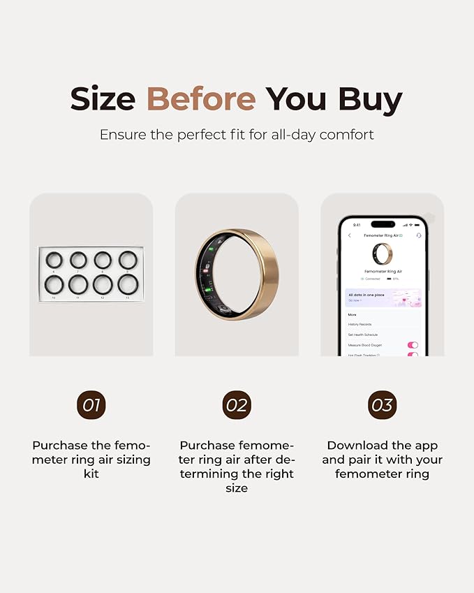 femometer Ring Air Sizing Kit - Size First Before You Buy - Sizes 6-13 - Choose from 8 Sizes - Find The Perfect Smart Ring Size - Image 2
