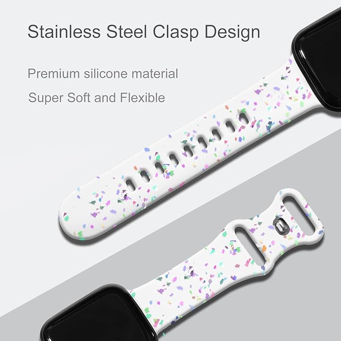Sport Bands Compatible with Apple Watch Band Women Men 40mm 38mm 41mm 42mm 44mm 45mm 46mm 49mm ,Soft Wristband Waterproof Replacement Strap for iWatch Bands Series 11 10 9 8 7 6 5 4 3 2 1 SE Ultra White - Image 3